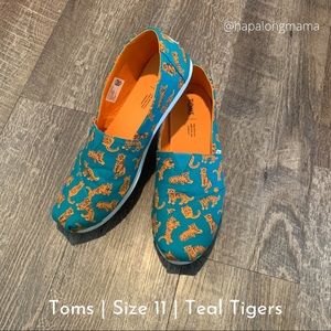 Toms Teal Tigers Vegan Canvas Size 11